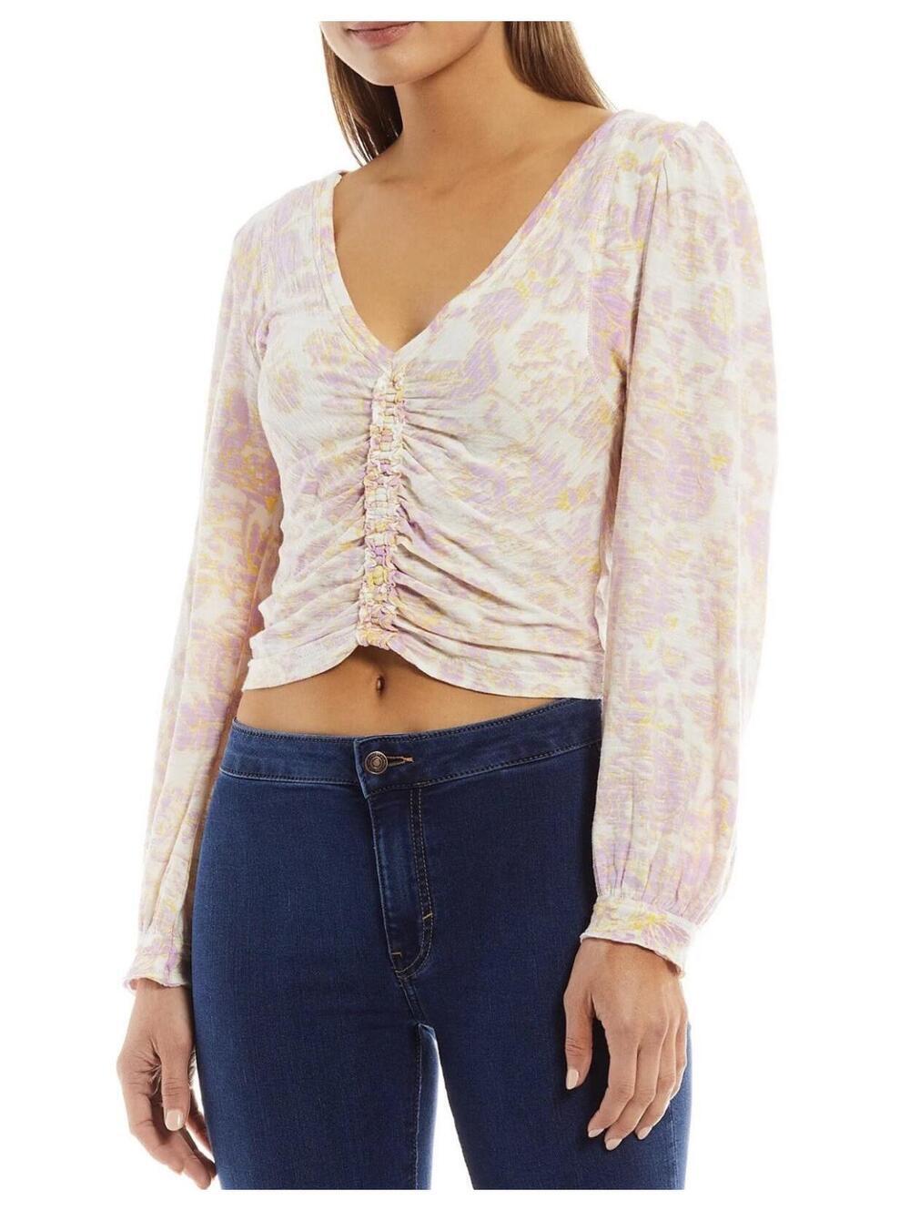 Free People Say The Word Ruched Long Sleeve Top - XL NWOT